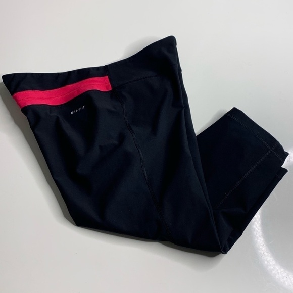 Nike Dri-Fit Cropped Athletic Neon pink Legging active pants yoga medium - Picture 7 of 8